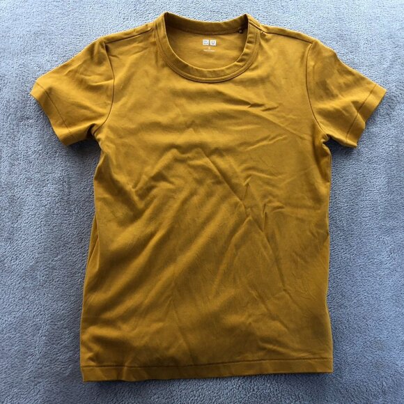 Uniqlo Mens U T-Shirt Small Mustard Yellow Short Sleeve Crew Neck Casual Tee - Picture 9 of 10